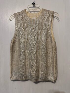 Women’s Dear John Denim -Talia, Metallic Cable Knit Sweater / Vest, Medium